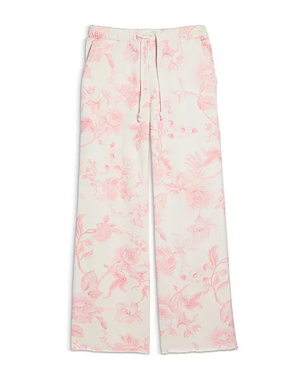 Детские брюки для девочек с принтом Cody Lounge Pants KatieJ NYC, Pink Toile