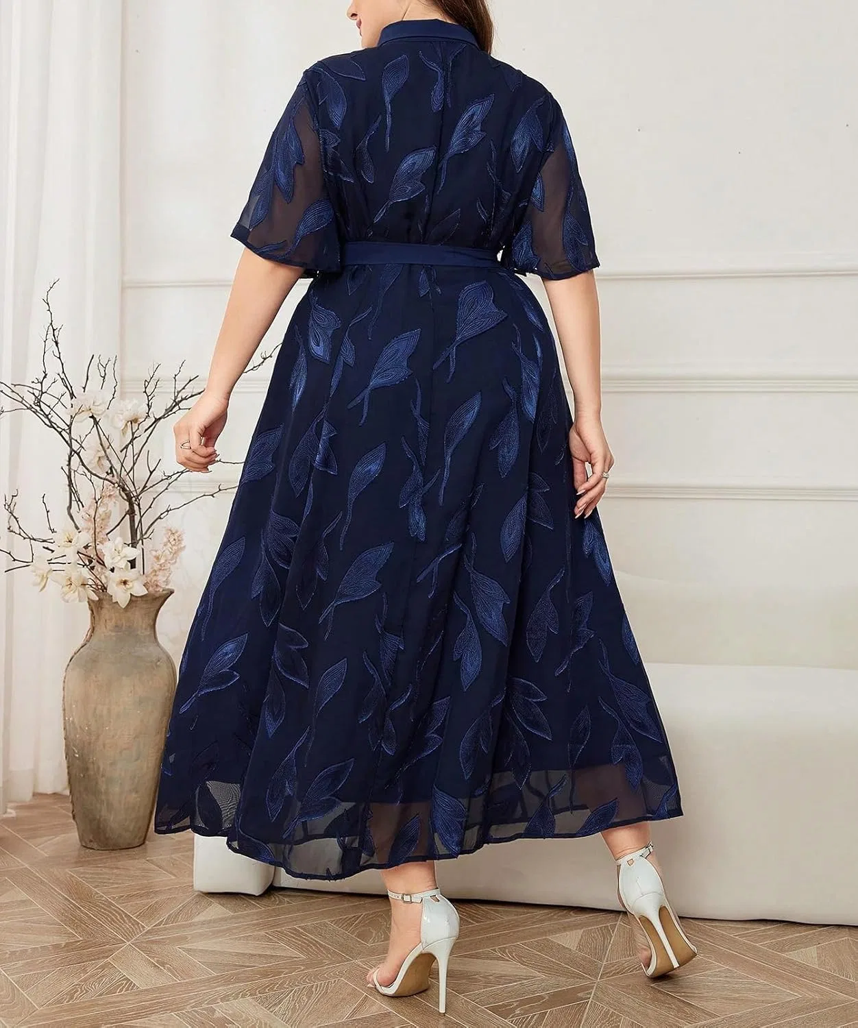 Женское формальное платье с вышивкой A-силуэта, Blue — фото 2