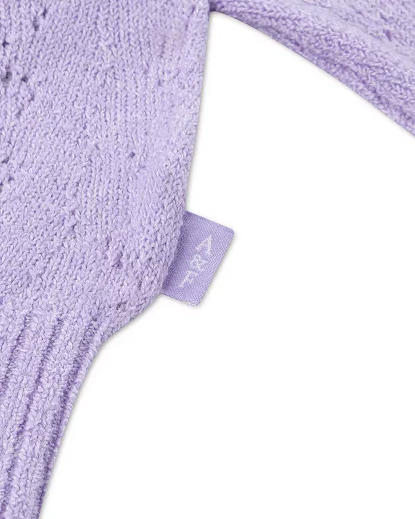 Детский кардиган для девочек с V-образным вырезом Pointelle Abercrombie Kids, New Lavender — фото 4