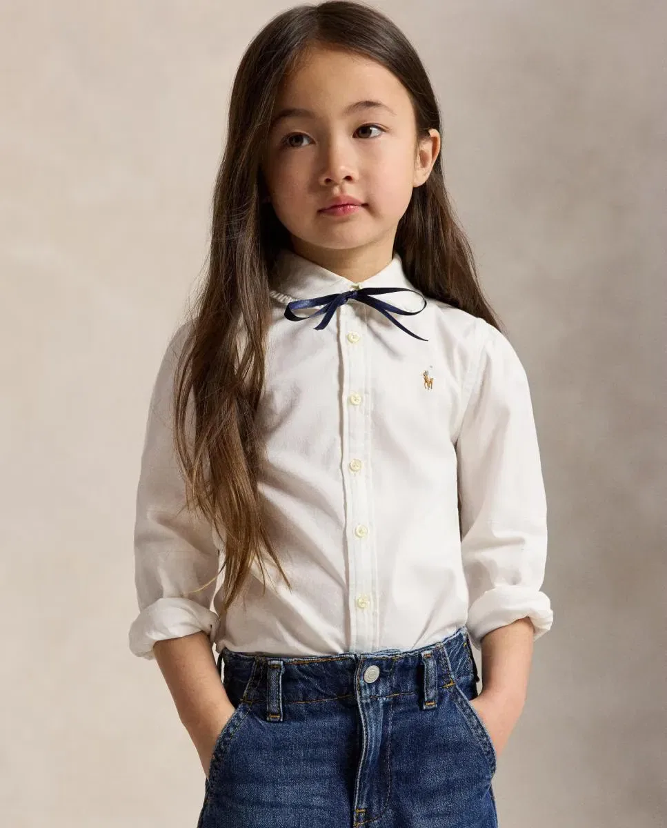 Детская рубашка для девочек Oxford Polo Ralph Lauren, Blanco
