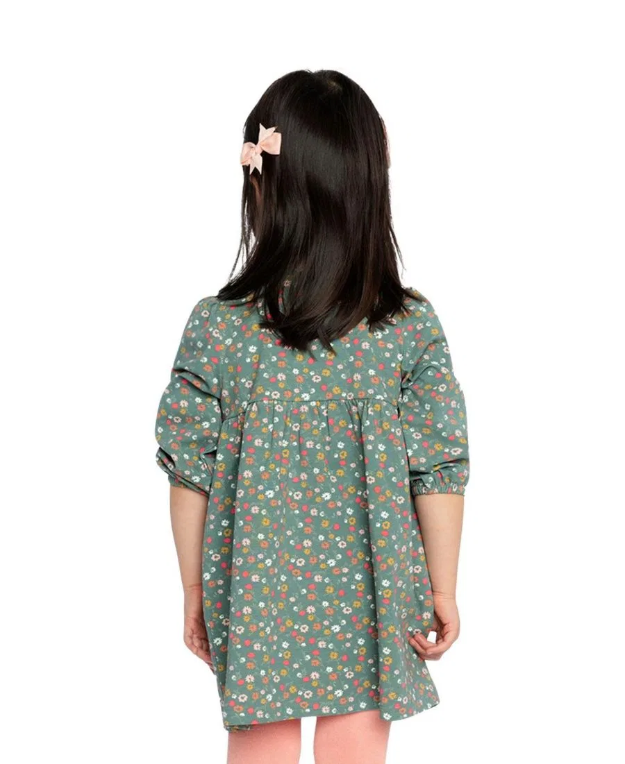 Платье хлопковое с принтом Deux par Deux, Green Floral Print — фото 4