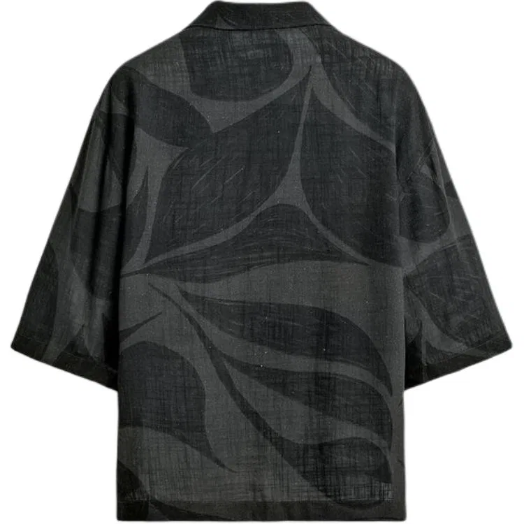 Мужская рубашка с кубинским воротником, темно-серая, ZARA — фото 3