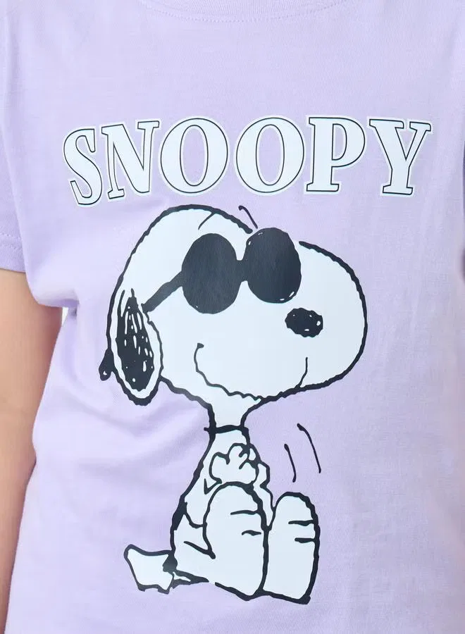 Комплект пижамный с принтом Snoopy Styli, лиловый — фото 3