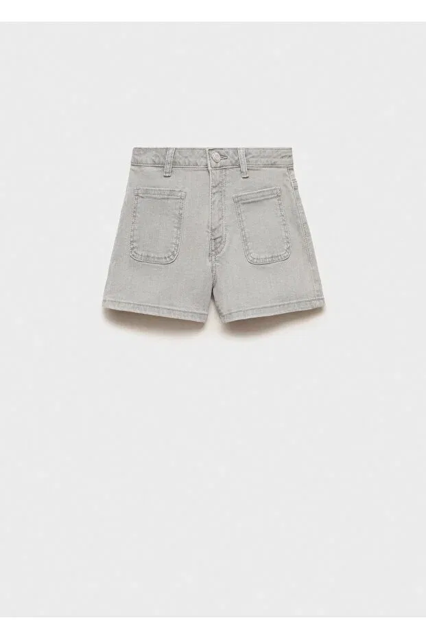 Детские шорты для девочек джинсовые Mango Kids, Denim Gray — фото 3