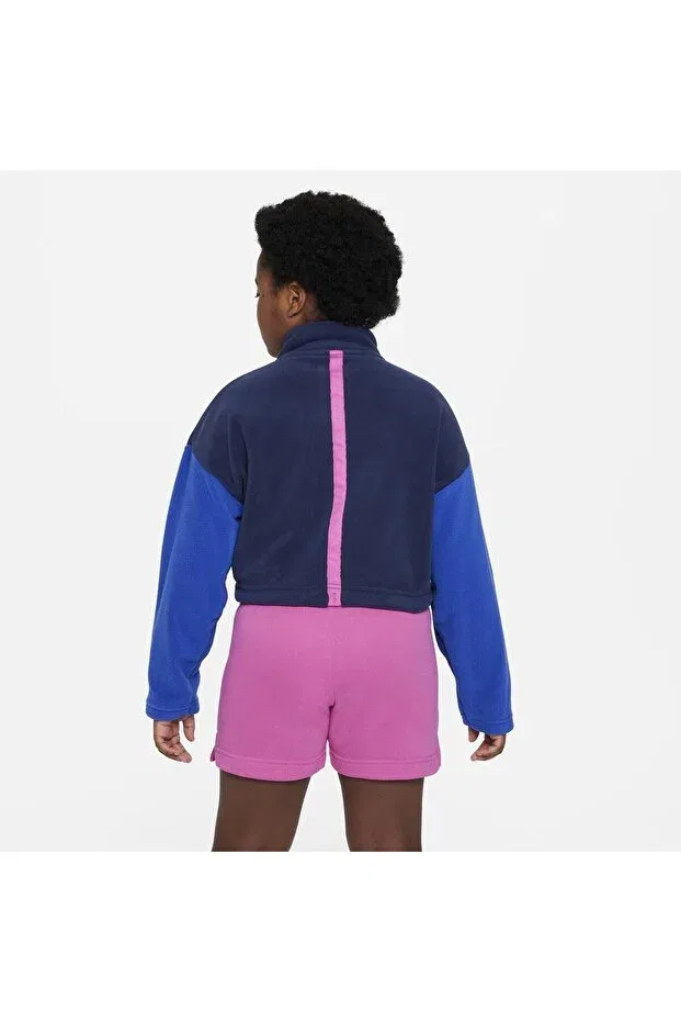 Детское укороченное платье-свитшот для девочек из флиса оверсайз Nike, Navy Blue — фото 3