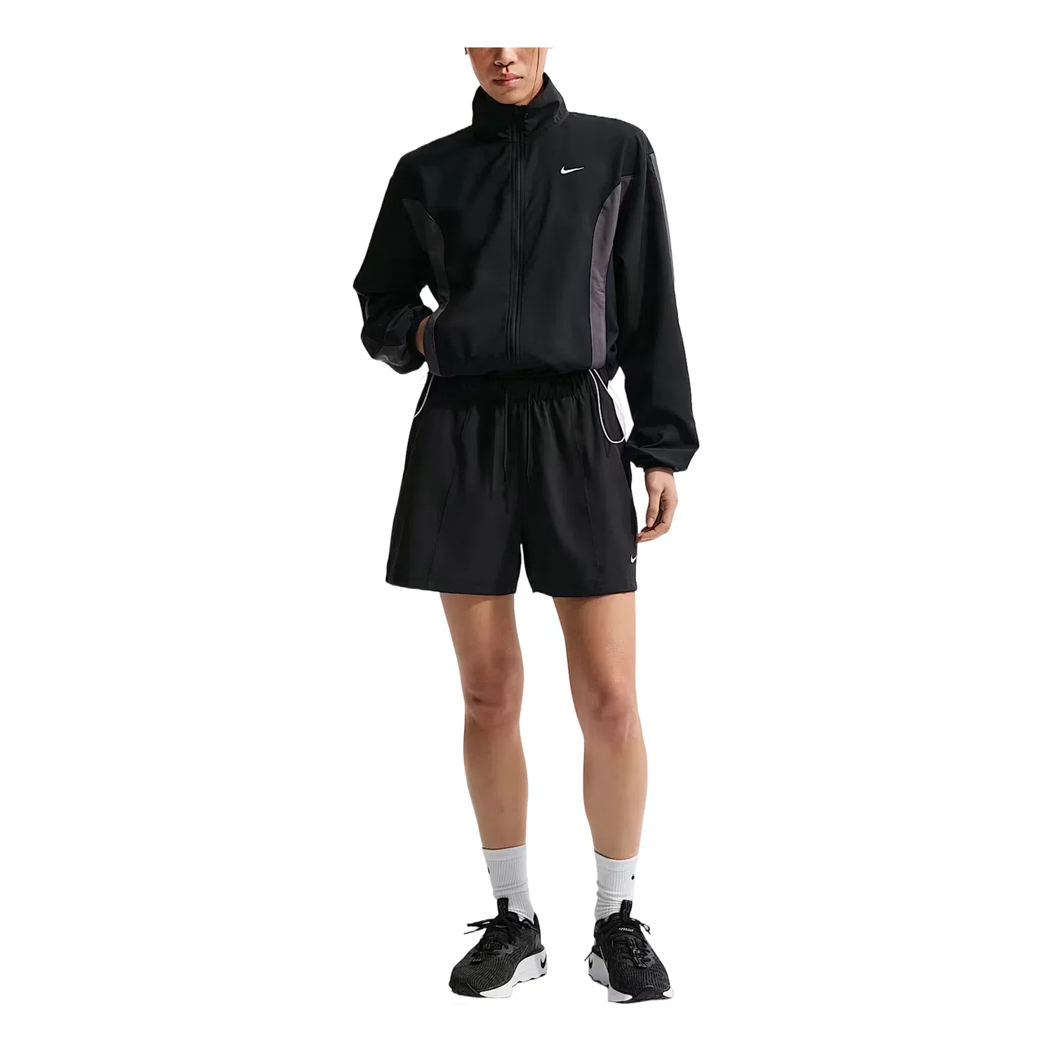 Женская куртка с длинным рукавом Nike One Woven Black Thunder Grey, черный