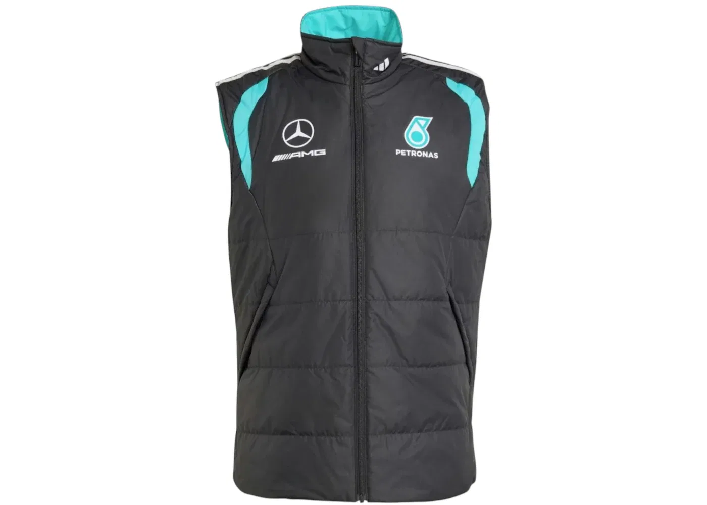 Мужской жилет с логотипом Mercedes AMG Petronas Formula 1 Team Mechanics Adidas, цвет Black Grey Two