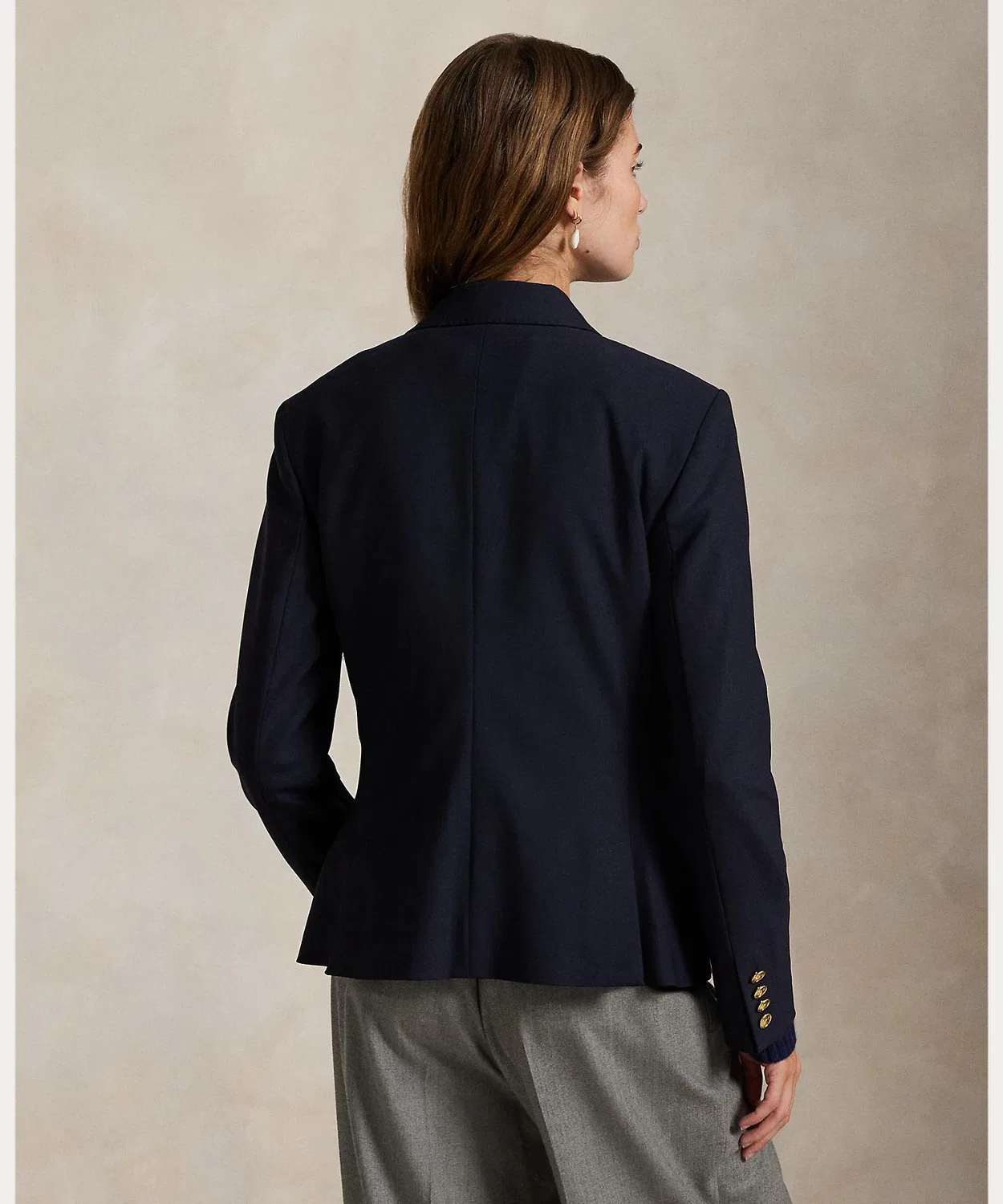 Женский двубортный блейзер из стрейч-шерсти с принтом POLO RALPH LAUREN, Navy — фото 4