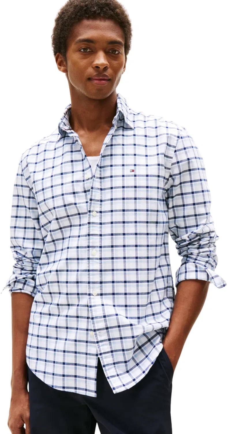 Мужская рубашка с принтом Heritage Oxford Easy Check Tommy Hilfiger, Blue (Breezy Blue / Check)