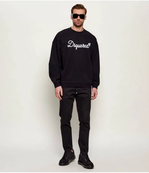 Мужской пуловер с принтом D2 Signature Dsquared2, черный — фото 2