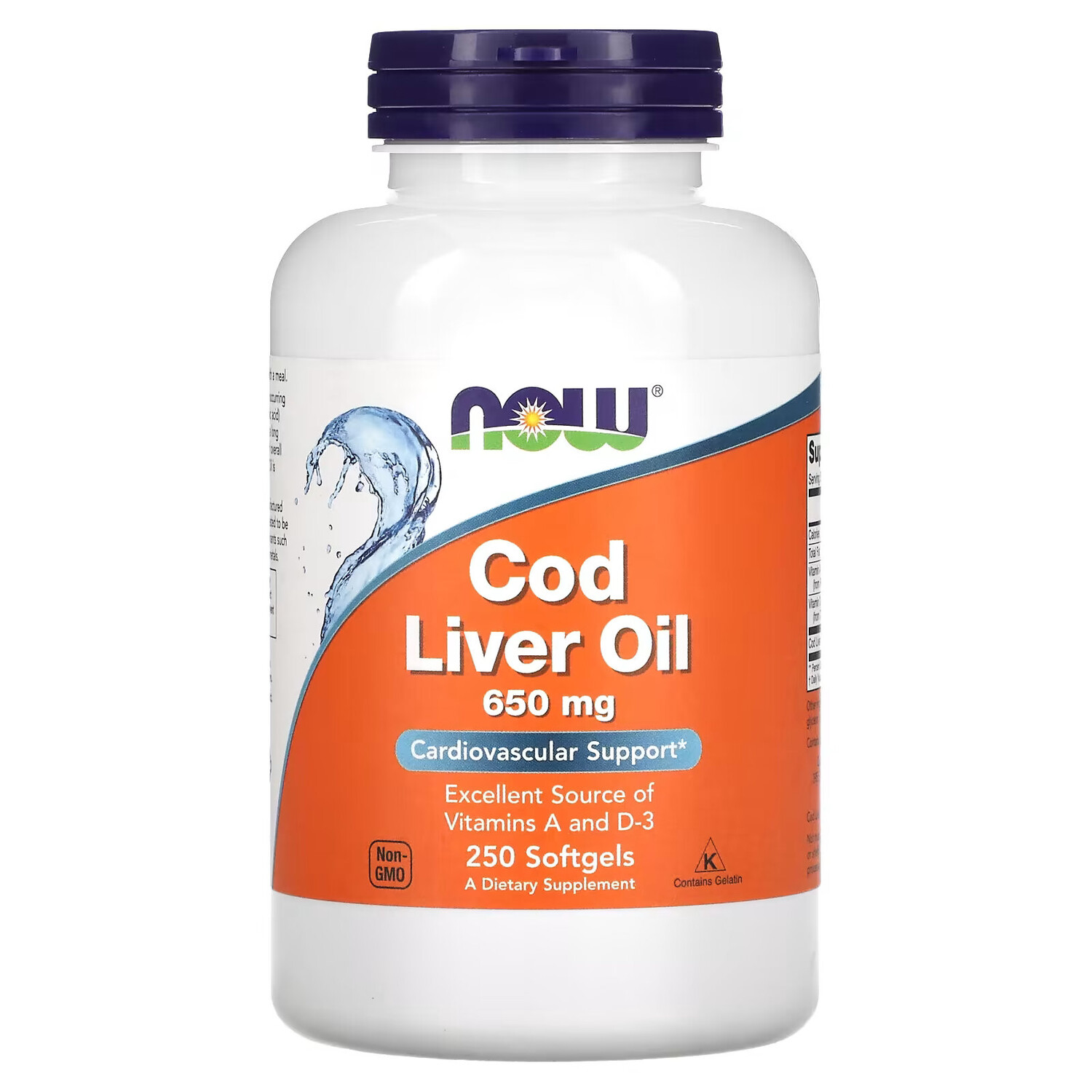 

NOW Foods, Cod Liver Oil, 650 мг, 250 мягких желатиновых капсул