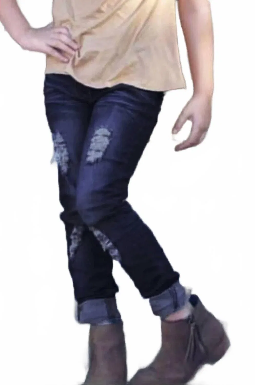 Детские джинсы для девочек с потертостями Night Sky Distressed Jeans Angie, Dark Wash
