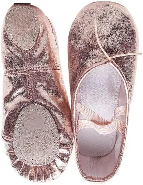 Детские балетки для девочек с принтом Ballet Shoes HDNSAUD, Gold — фото 2