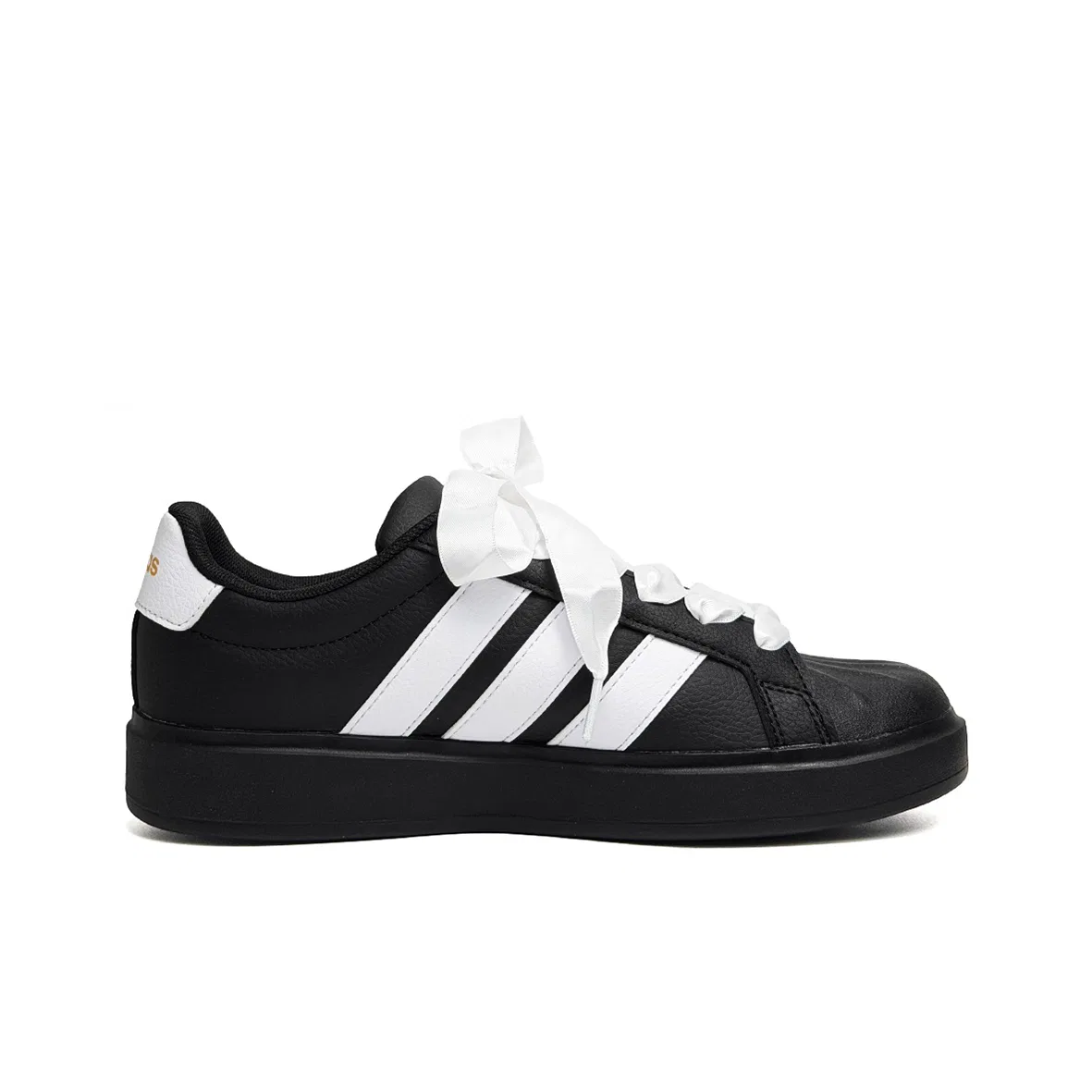 Детские скейтборд-кроссовки с принтом и бантом Black White Adidas — фото 4