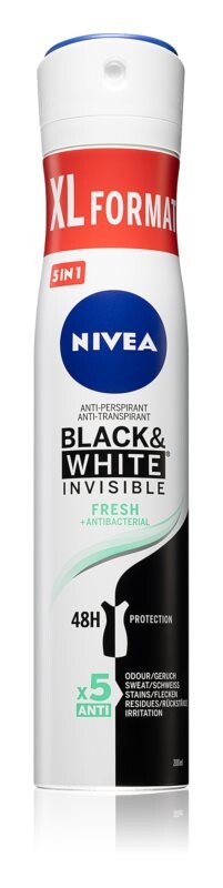 

Спрей-антиперспирант для женщин Nivea Black & White Invisible Fresh + Antibacterial