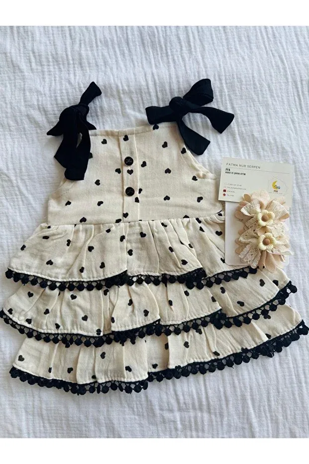 Детское платье для девочек хлопковое Heart Ruffle Muslin Dress Bobby Baby, Ecru