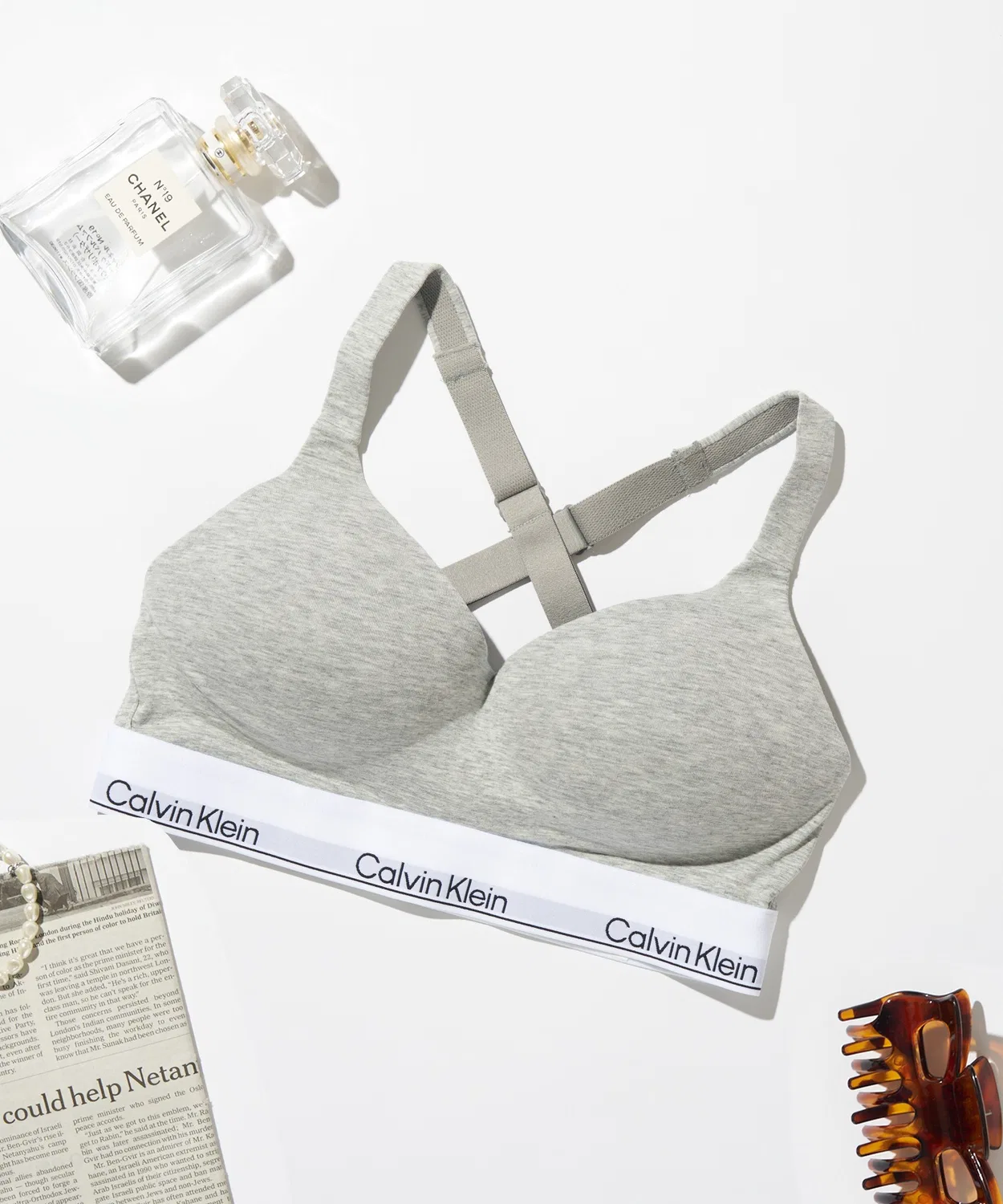 Женский бра без косточек с логотипом Calvin Klein, Серый