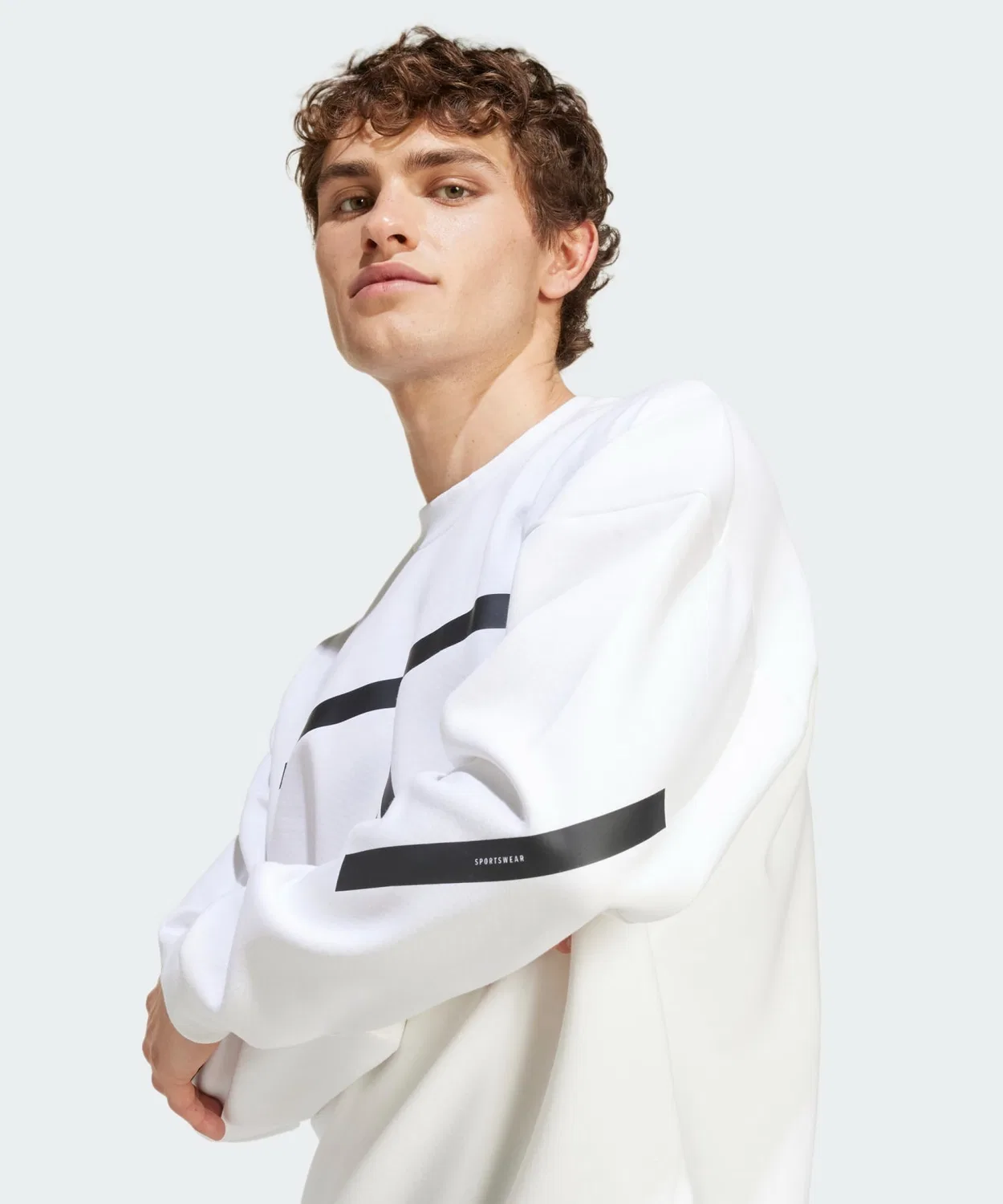 Мужской свитшот с длинным рукавомZ.N.E. Adidas, White — фото 4