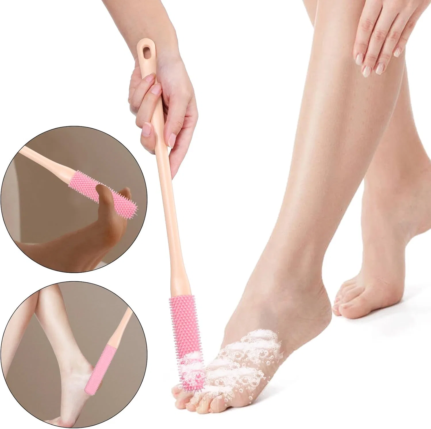 Щетка для ног с длинной ручкой, Cabilock, 2 шт., силикон, 40 см — фото 3
