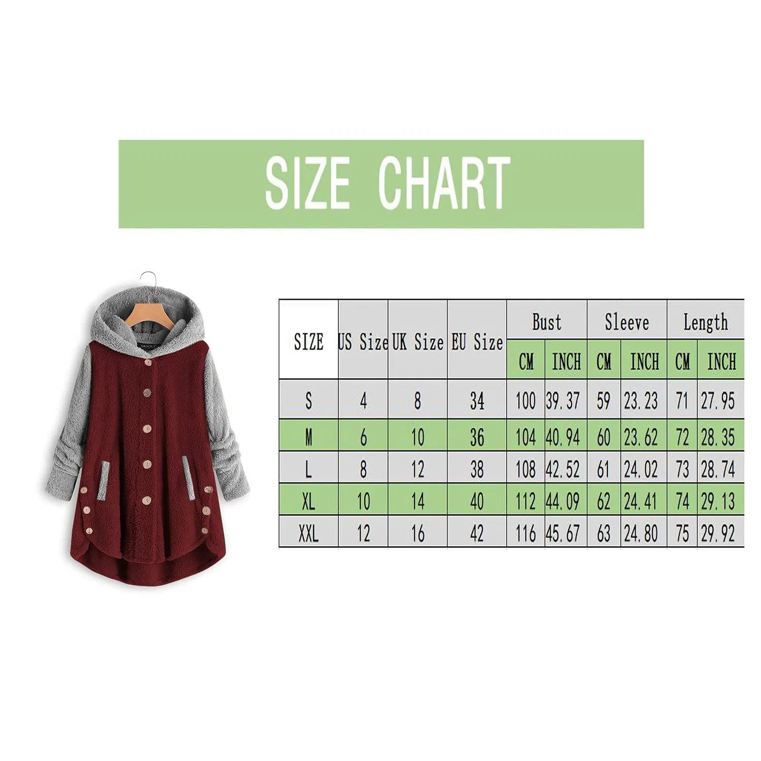Женская флисовая куртка с капюшоном, длинная, с карманами, модель Two-Tone Plush, бренд, Black — фото 3