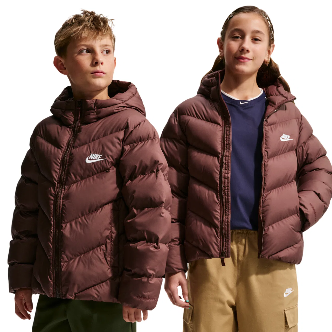 Детский пуховик для девочек с капюшоном Nike ADP Puffer, Mystic Dates/White