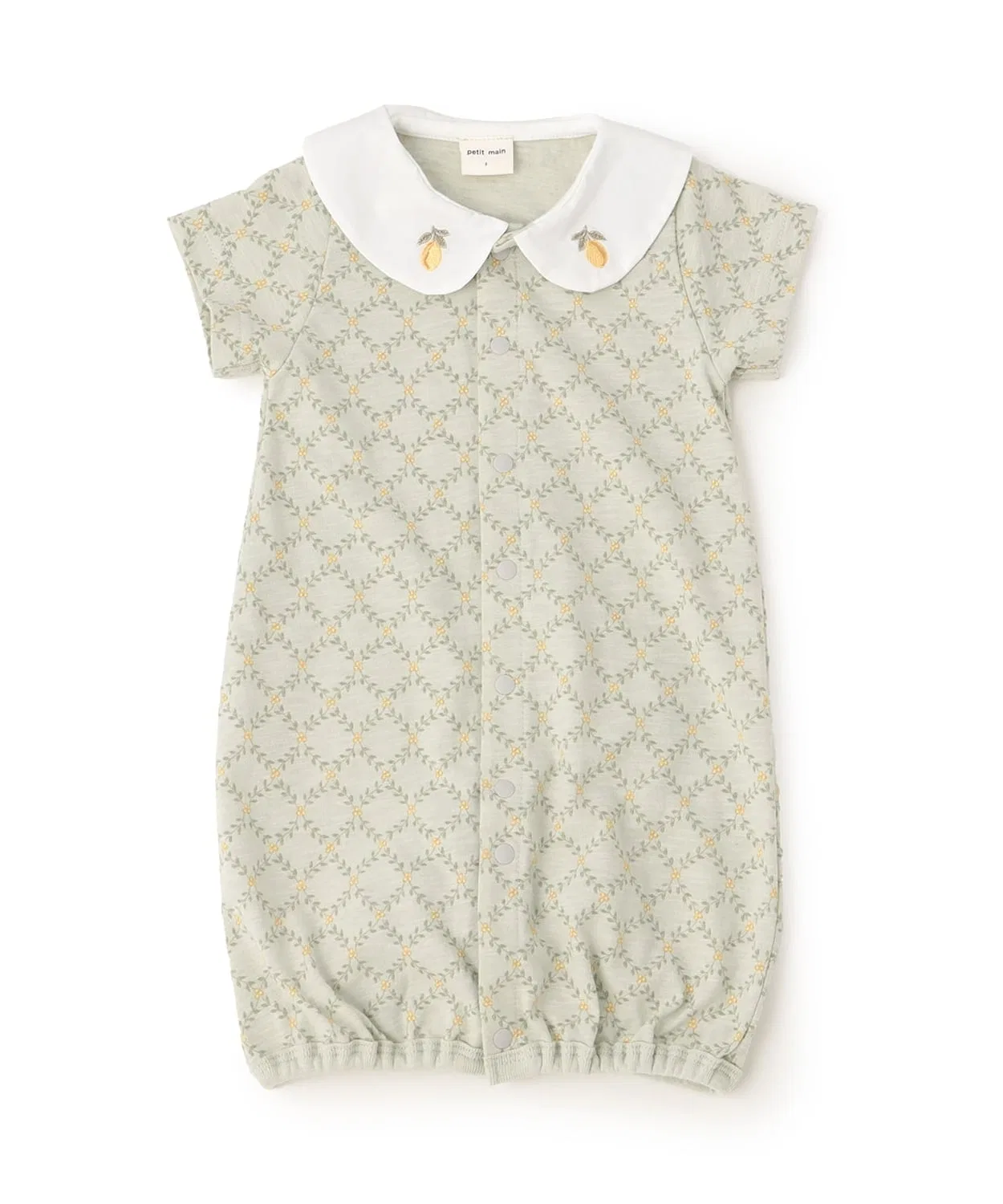 Детский комбинезон-боди с вышивкой на воротнике 2WAY petit main, Light Green