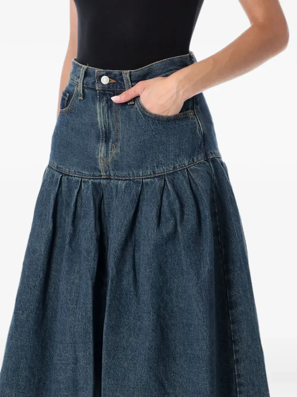 Джинсовая юбка-миди с отрезным поясом и складками Levi'S, синий — фото 3