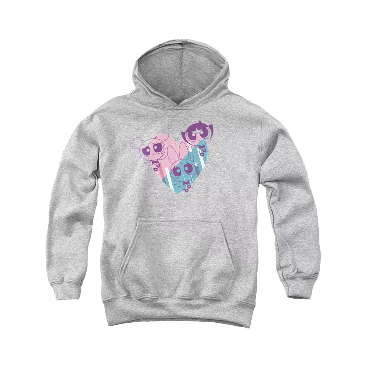 Детский худи с принтом Powerpuff Heart The Powerpuff Girls, Athletic Heather