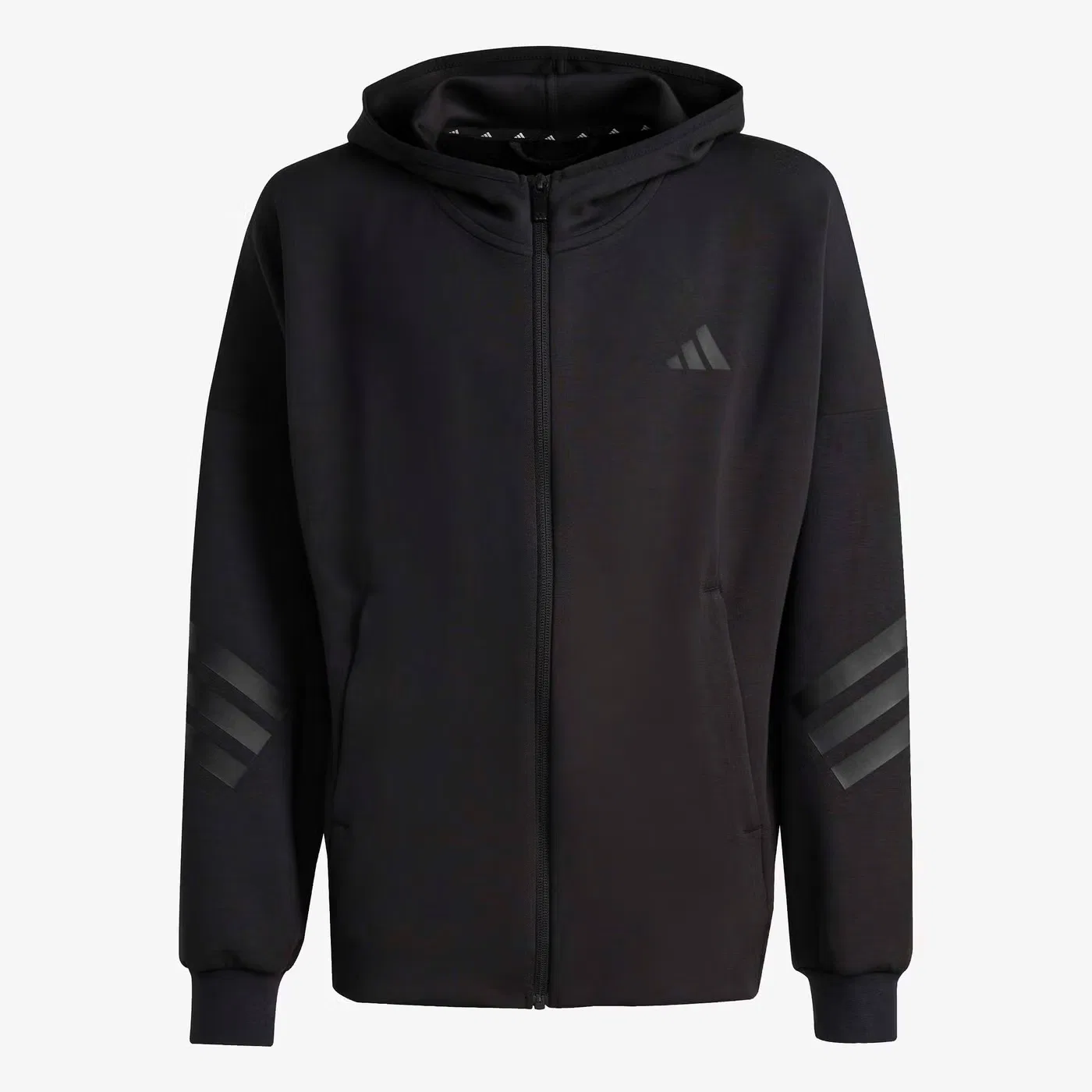 Худи на молнии с полосами Future Icons 3-Stripes Adidas, черный