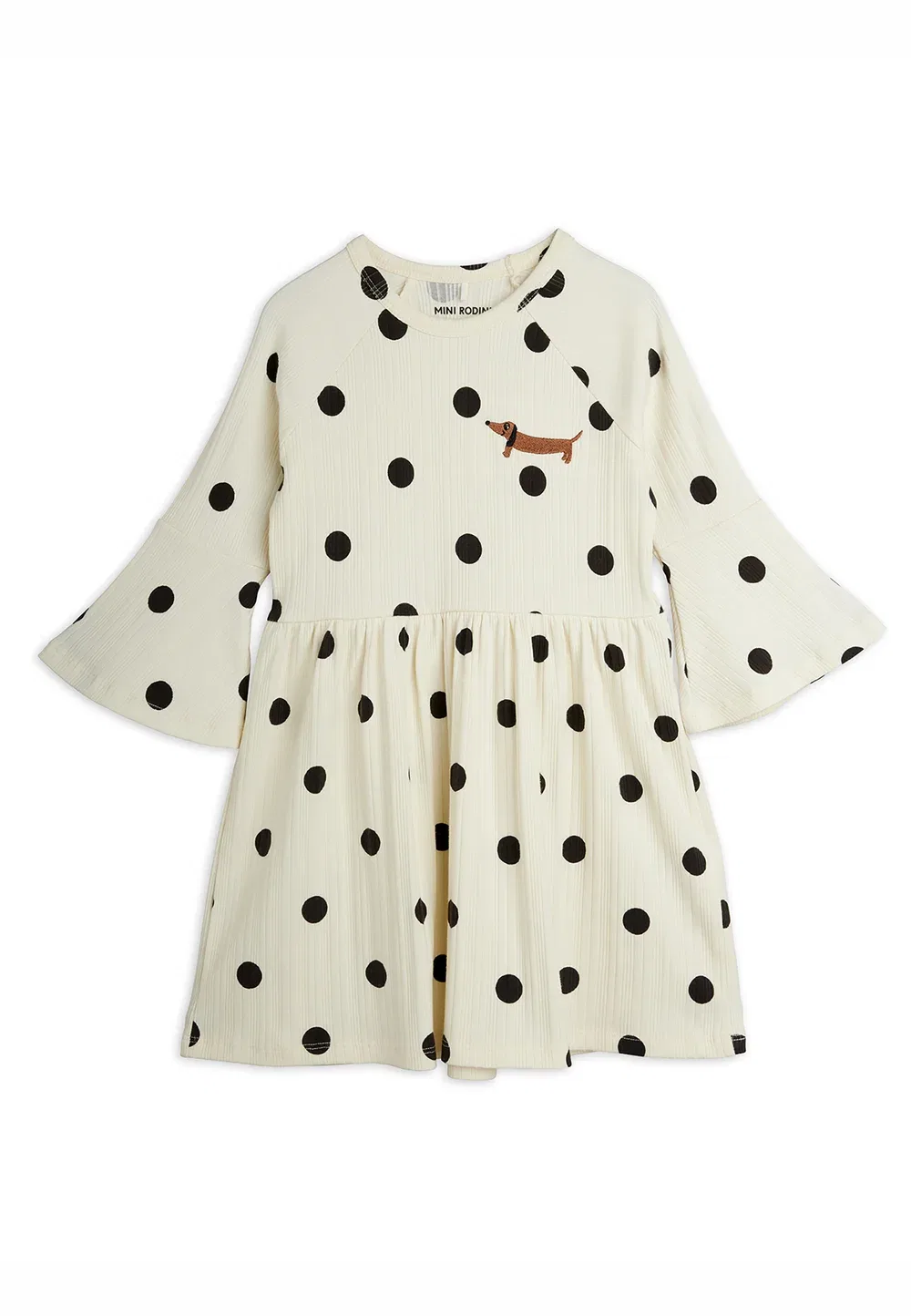 Платье с рукавами-трубами в форме собаки Mini Rodini, Offwhite