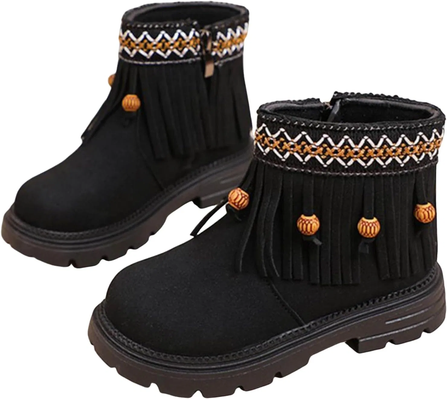 Детские ботинки для девочек с кисточками IWIHMIV, Black