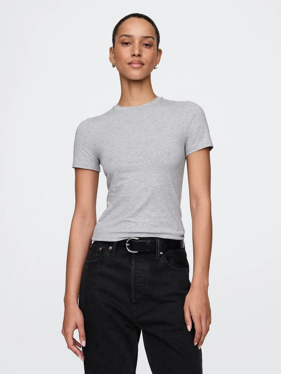 Футболка из джерси, облегающая Gap, серый