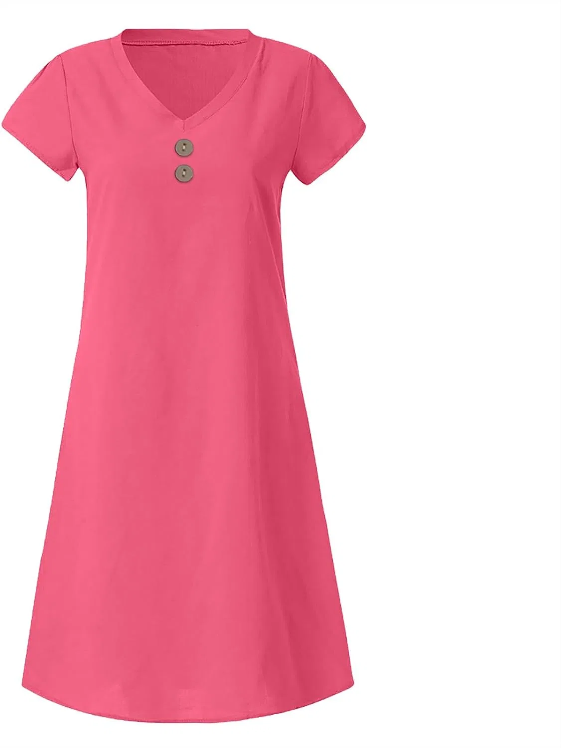 Женское миди-платье с V-образным вырезом Cotton Linen, Hot Pink — фото 2