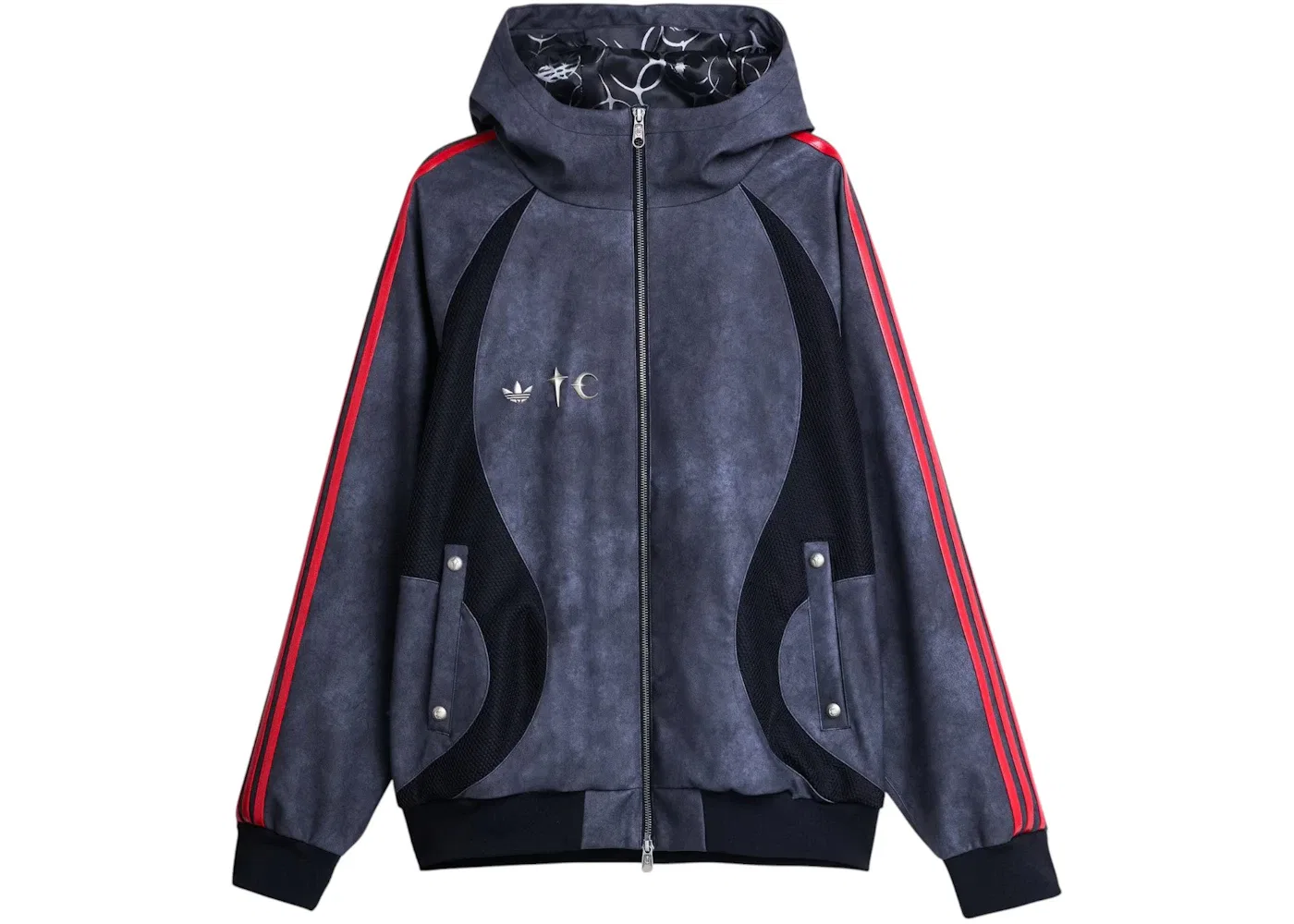Мужская куртка из искусственной кожи с принтом Teamgeist Adidas x Thug Club, Black/Antique Silver