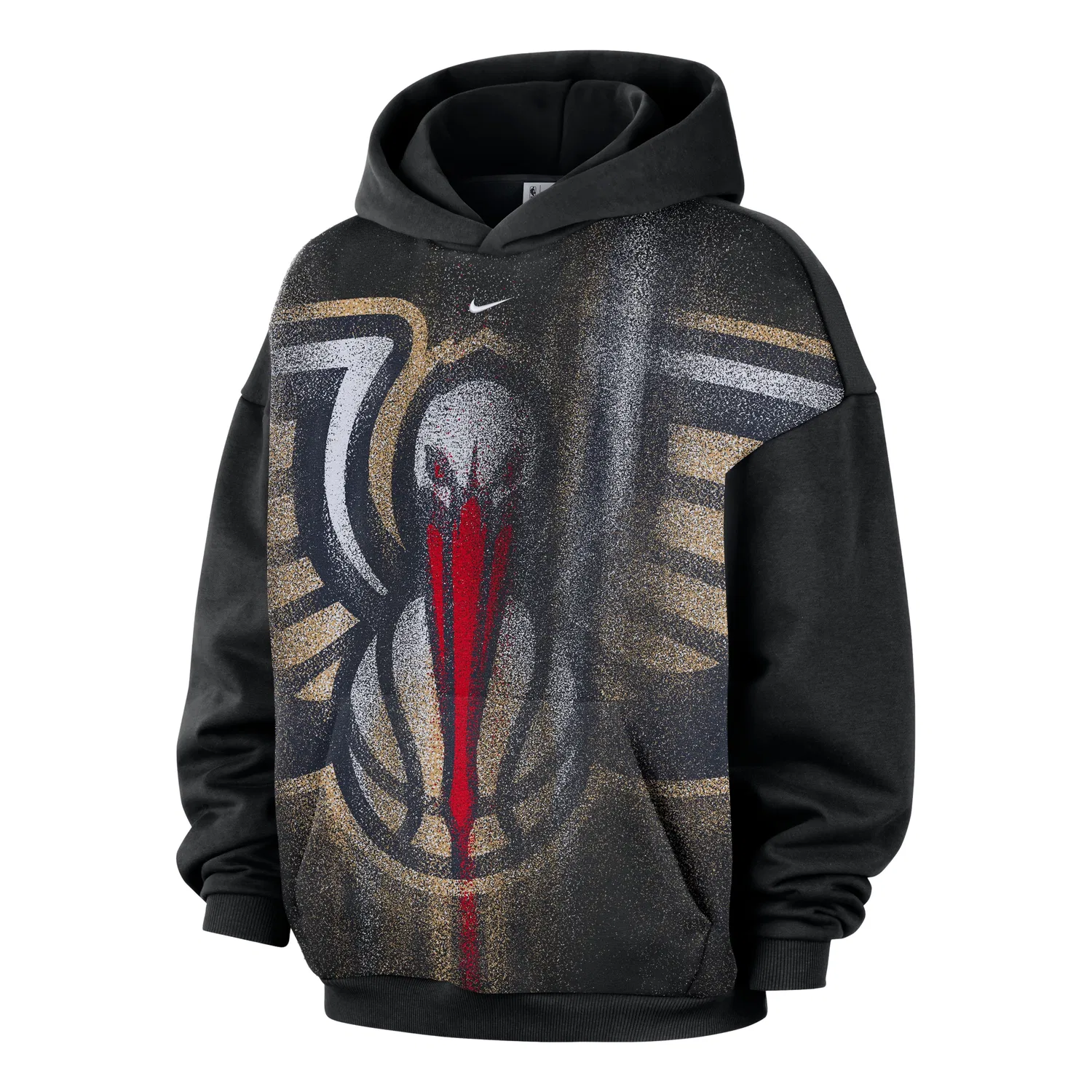 Мужское худи для баскетбола New Orleans Pelicans Standard Issue Therma-FIT Fleece Hoodie 'Black White' Nike, Black/White