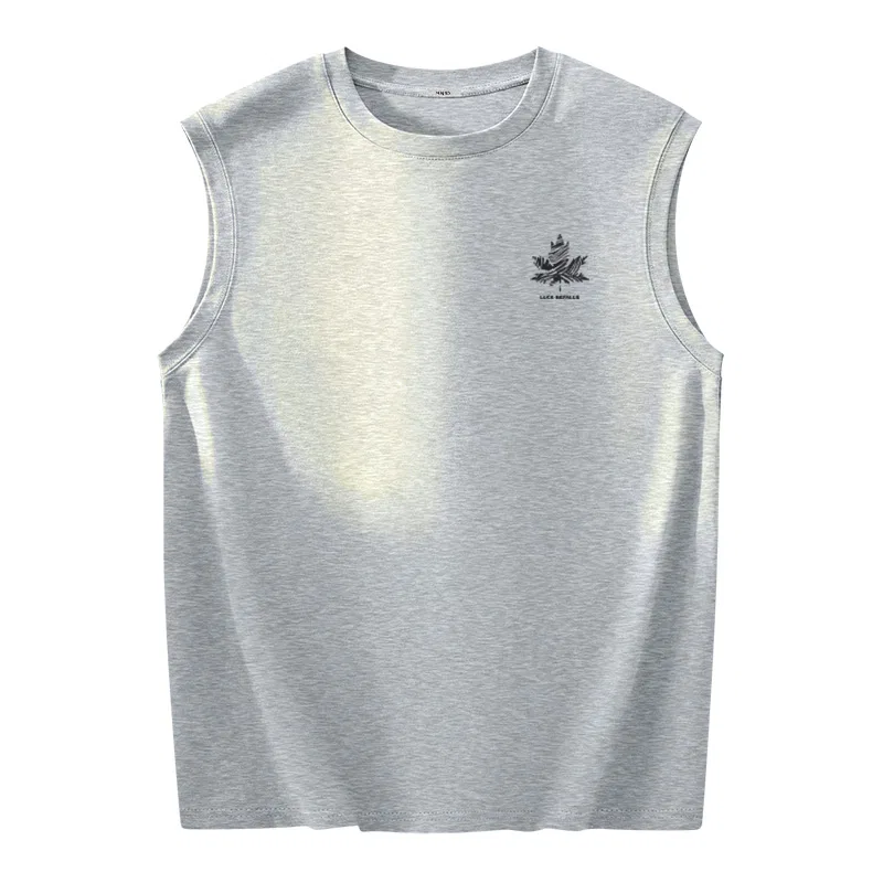 Детский топ-майка без рукавов MINISO, [40° Refreshing]Black (Ma Lucky Maple Leaf Chest Logo) — фото 3