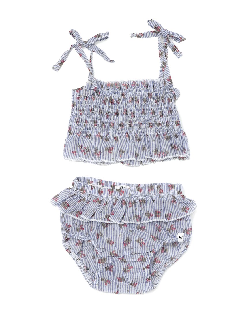 

О детка! Полосатый с розами Плетеный комплект комбинезона Oh baby!, синий