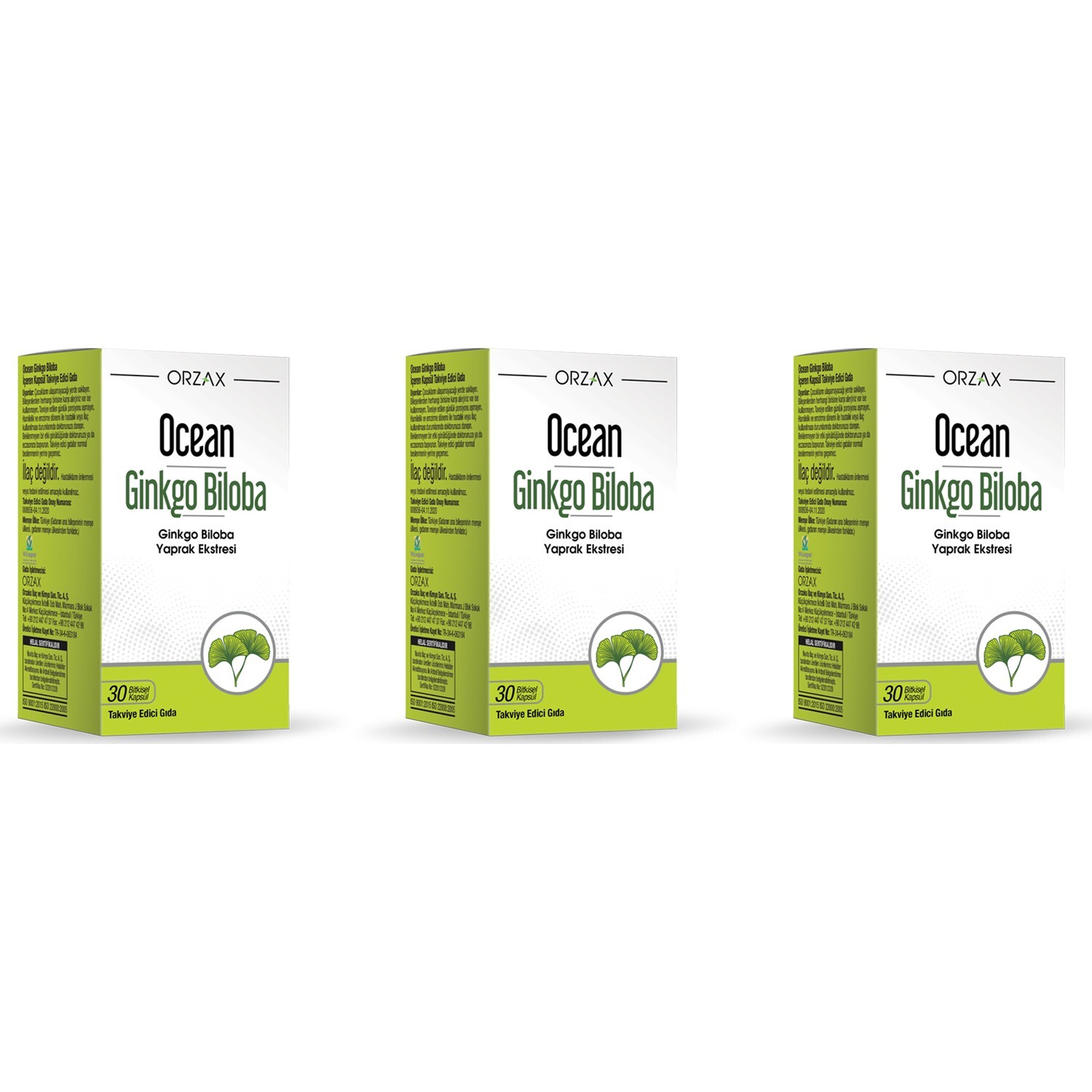 

Добавка Orzax Ocean Ginkgo Biloba, 3 упаковки по 30 капсул