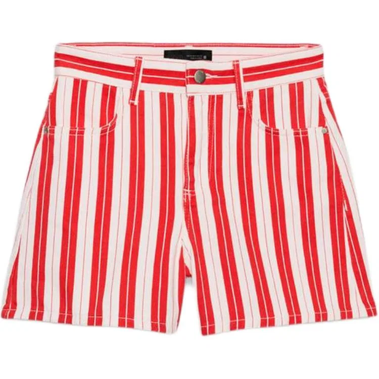 Женские джинсовые шорты с красными полосками ZARA, Red Stripes