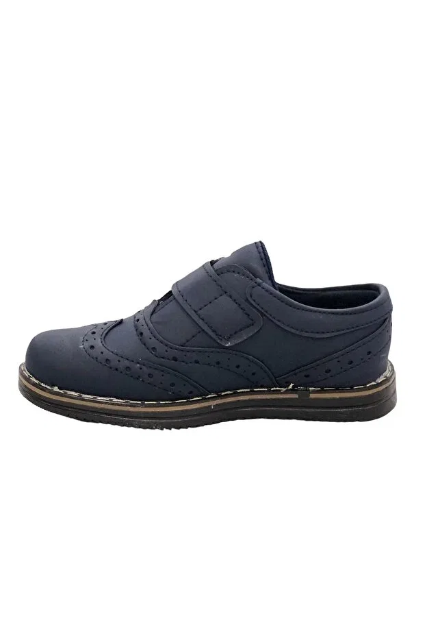 Детские туфли для мальчиков на липучке с коротким каблуком Scor, Navy Blue — фото 3