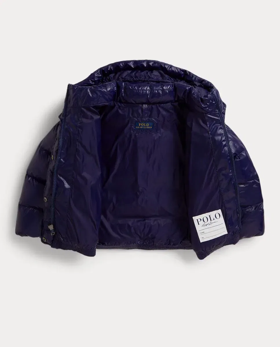 Детское пальто для девочек с капюшоном пуховое Polo Ralph Lauren, Azul Marino — фото 4