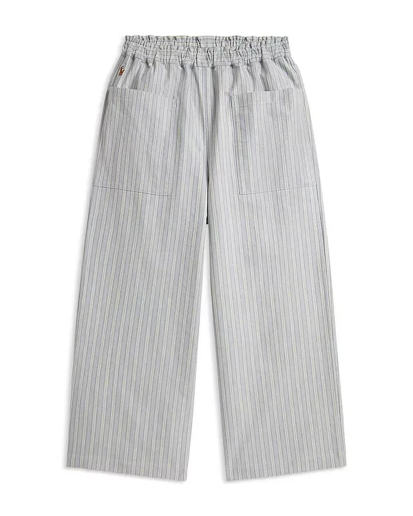 Детские брюки для девочек с полосками широкие укороченные Polo Ralph Lauren, Blue Cream
