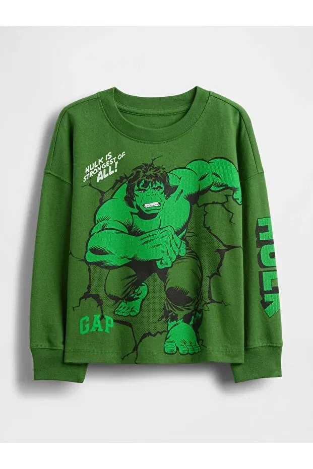 Детская футболка с принтом для мальчиков Marvel Gap, Green-001