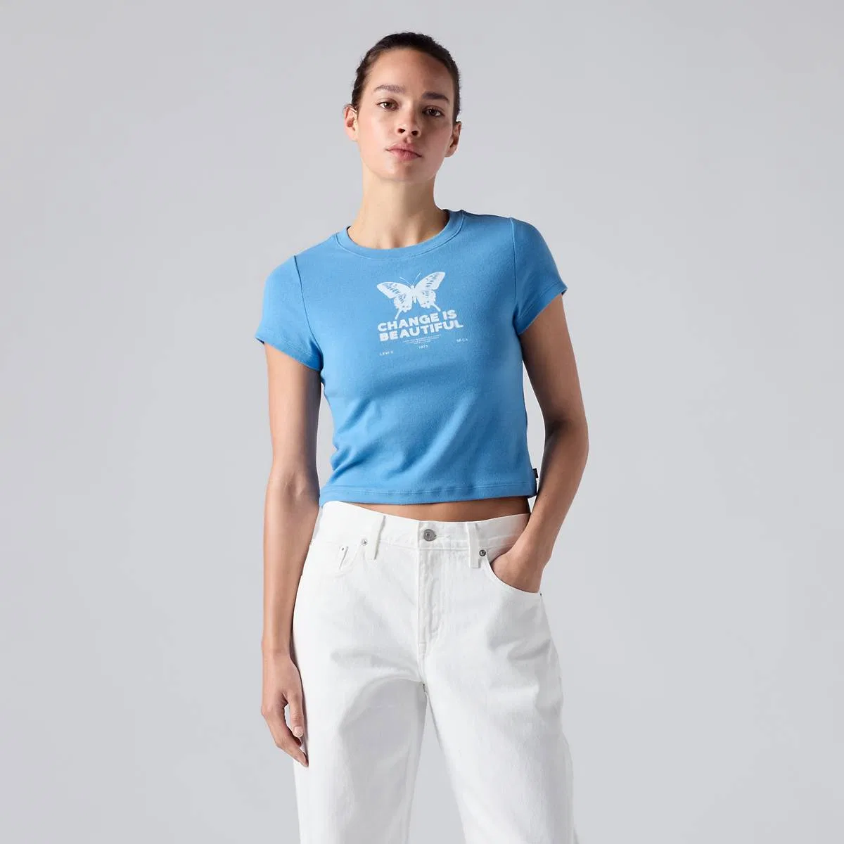 Базовая детская футболка с графическим принтом Levi's, Change Is Beautiful Parisian Blue - Blue — фото 3