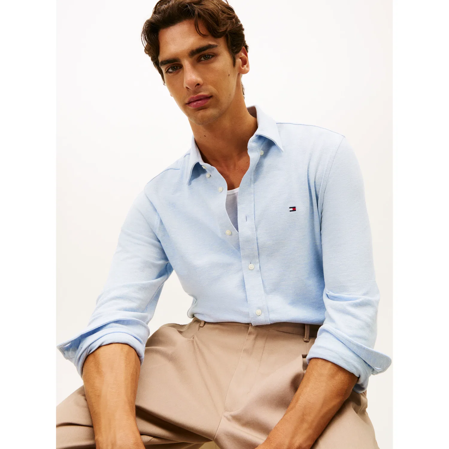 Мужская свободная рубашка с длинным рукавом Tommy Hilfiger, Light Blue Heather — фото 2