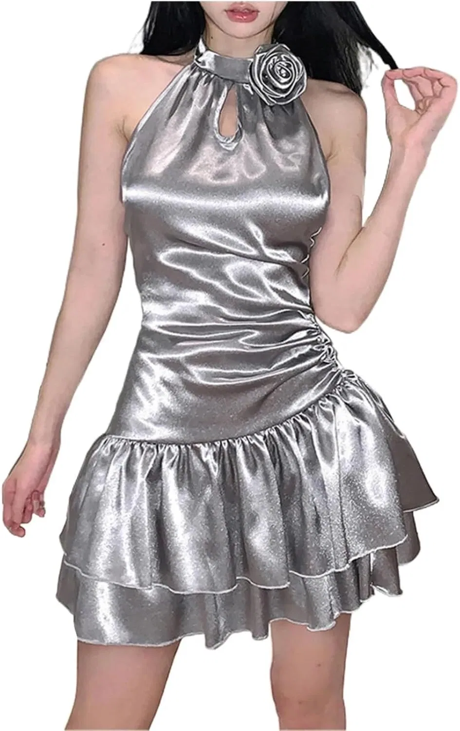 Женское облегающее платье без бретелек Bodycon, Silver