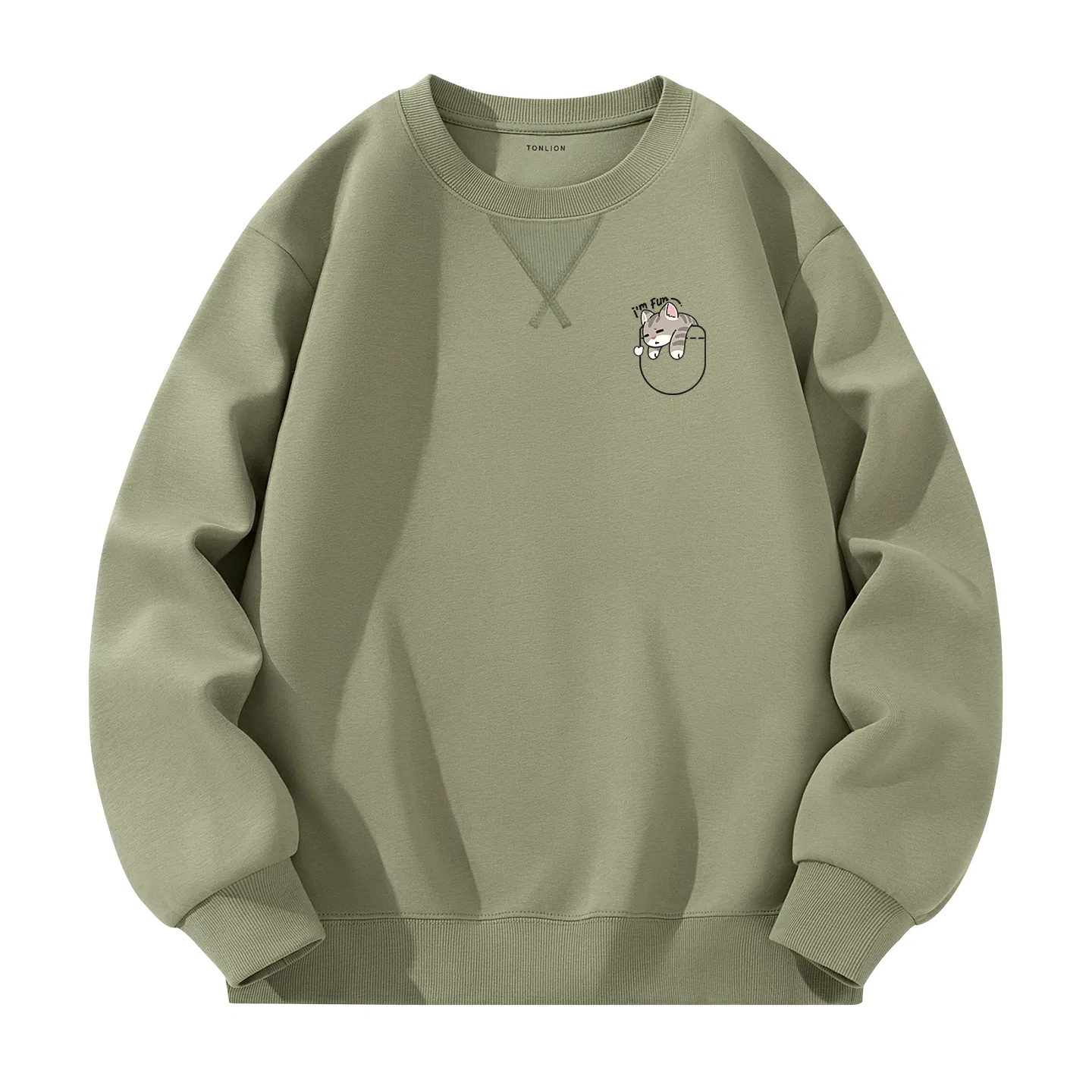 Детский свитшот с принтом Tonlion, Цвет: Triangle Quilted Linebacker Gray Bean Green