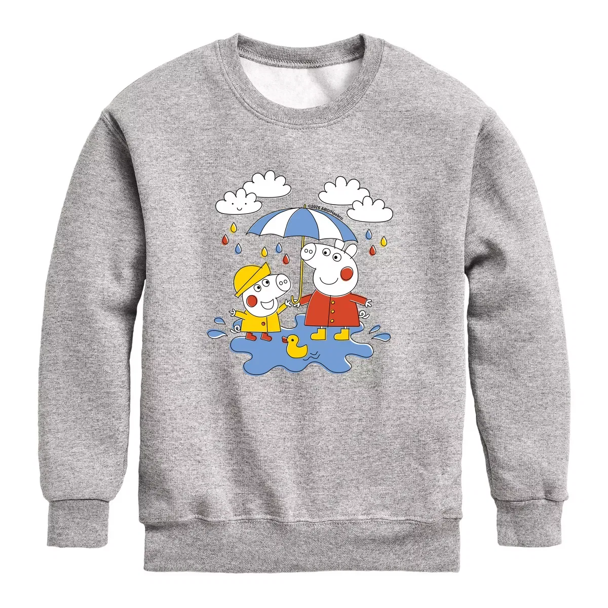 Детское флисовое поло с принтом Peppa Pig Rain, Peppa Pig, Athletic Heather