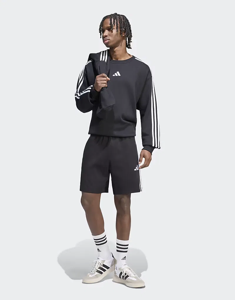 Трикотажные шорты Adidas Performance Essentials с тремя полосками, черно-белые