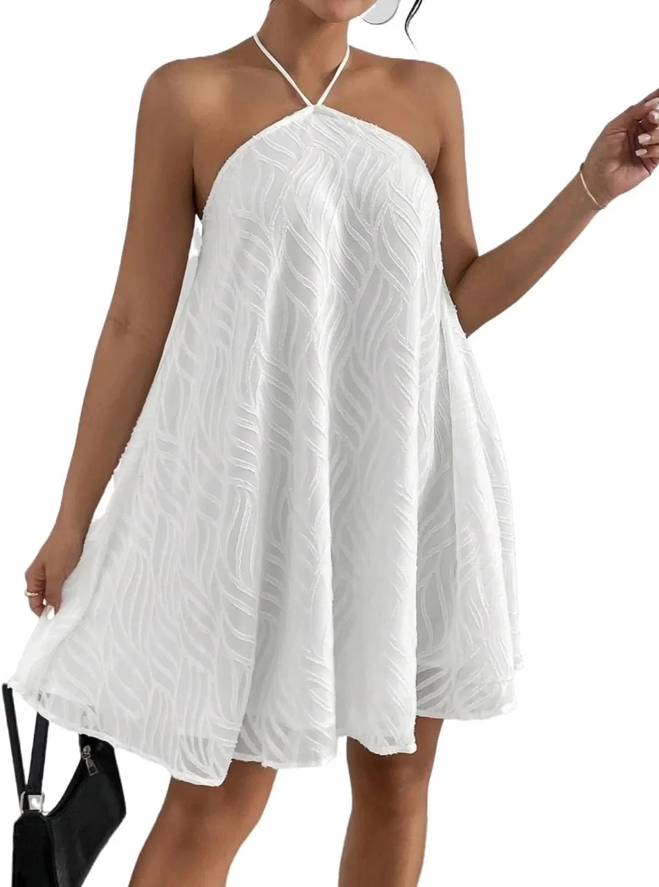 Женское сексуальное платье мини с открытой спиной, White